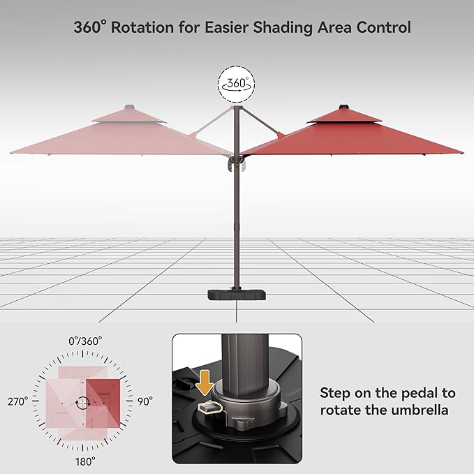 9x12FT Red Cantilever Outdoor Patio Umbrella - Image 6