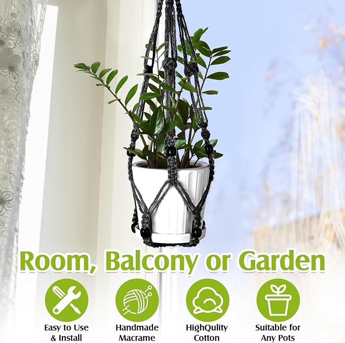 Hoteam 12 Pcs Macrame Plant Hangers Macrame Hanging Planters - Image 4