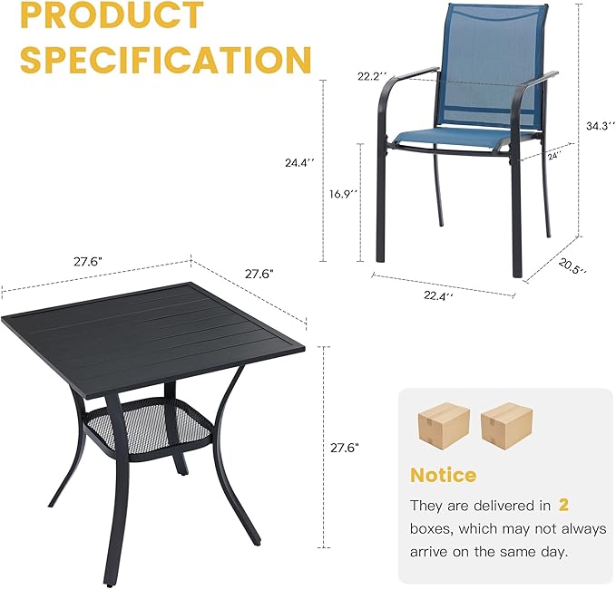 VICLLAX Patio Dining Set for 2, Outdoor Furniture Set Includes Small Table and - Image 6