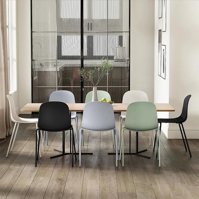 2xhome Set of 2 Modern Stackable Armless Dining Chairs, Plastic Shell Seat - Image 6