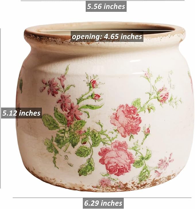 Decorative Pots Spring Decor, Pastel Floral Ceramic Garden Pots - Image 3