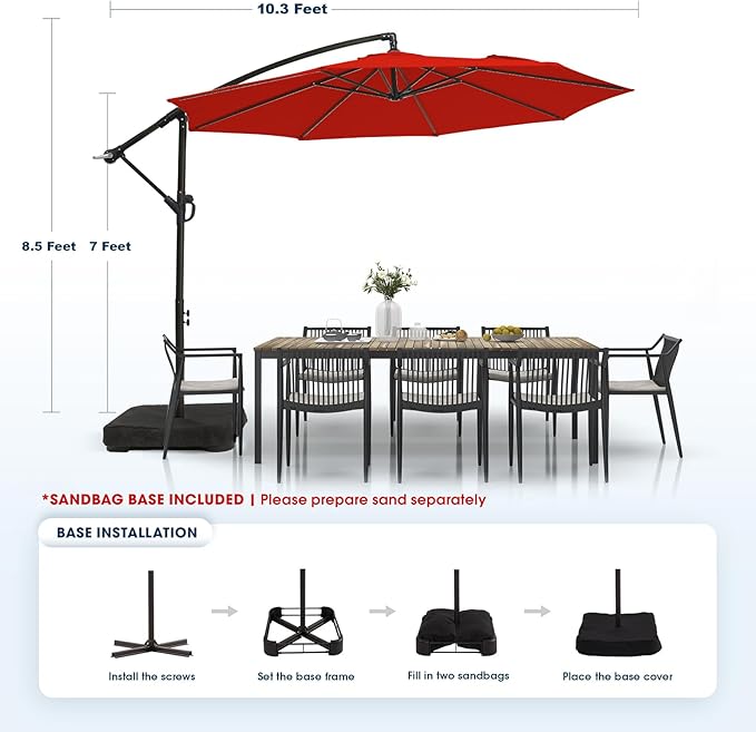 wikiwiki 10ft Patio Umbrella - Image 6