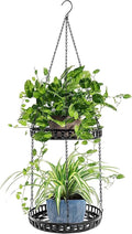 Plant Hanger Indoor Outdoor, 2 Tier Hanging Planter Plant Shelf, Metal Hanging by PIKAMAO