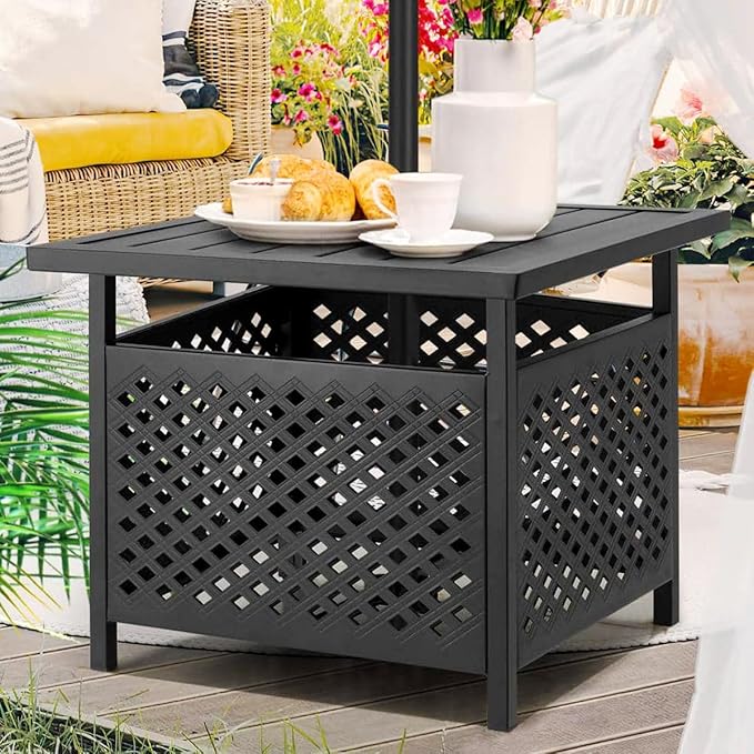 PHI VILLA Outdoor Patio Umbrella Side Table Base Stand - Image 2