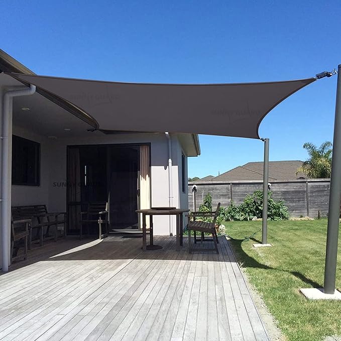 SUNNY GUARD Custom Size 8'x14' Dark Grey Sun Shade Sail Rectangle UV Block Shade by SUNNYGUARD