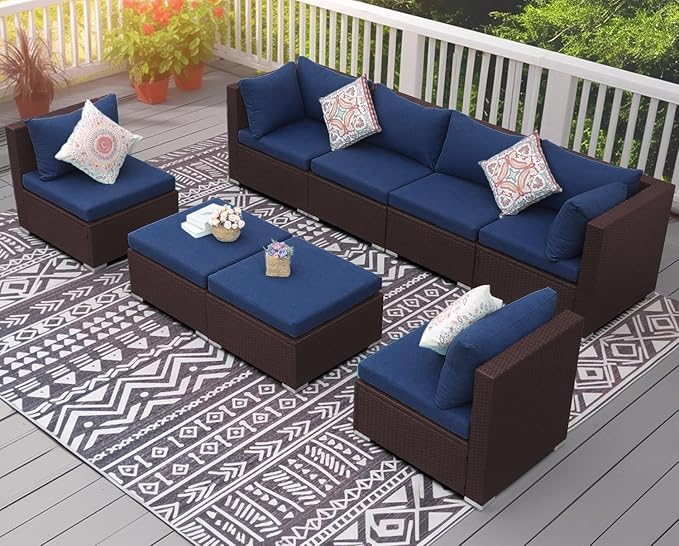 NICESOUL 8 Person Modern Deck Furniture Set, 29.3'' High Back Comfy Outdoor - Image 3