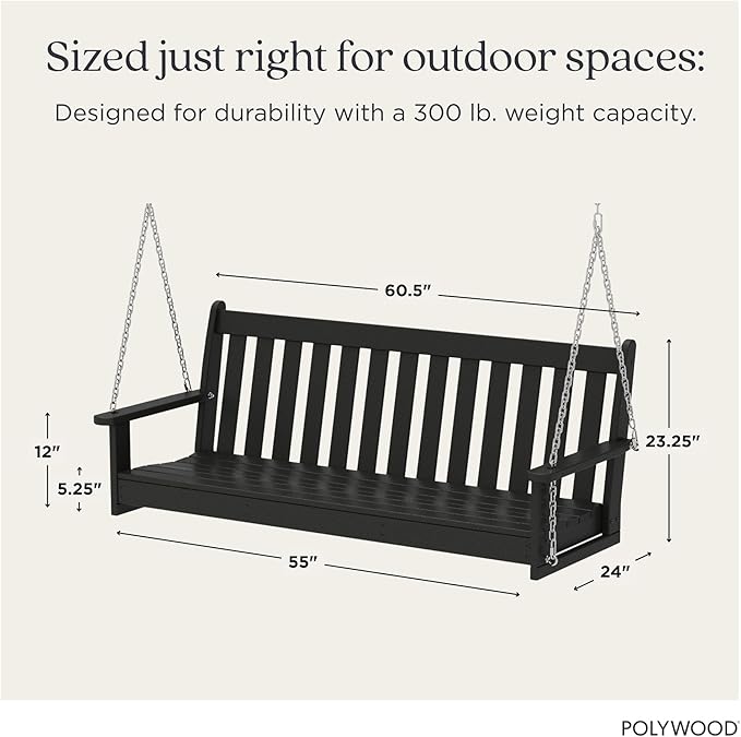 POLYWOOD GNS60BL Vineyard 60" Outdoor Swing - Image 3