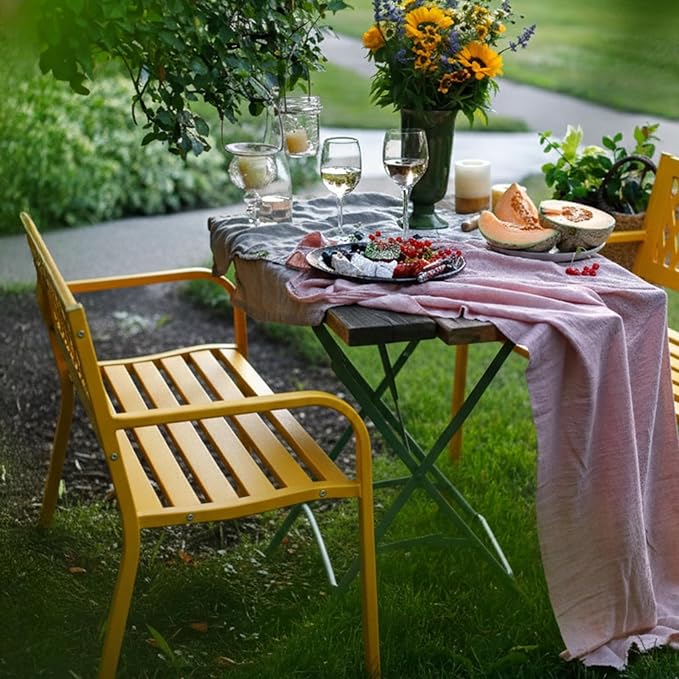 VINGLI 47'' Outdoor Bench, Weather Resistant Garden Patio Bench Powder Coated - Image 9
