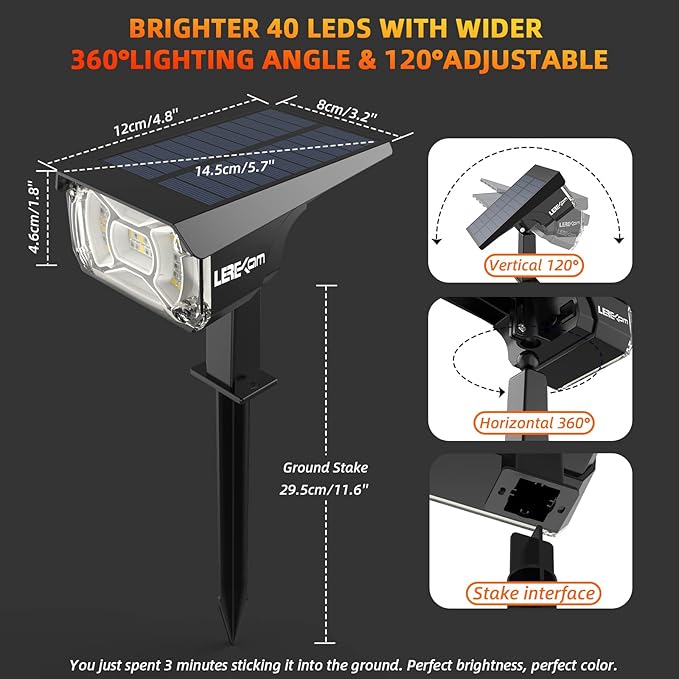 Solar Spot Lights Outdoor Color Changing, IP65 Garden Lights Solar Powered - Image 7