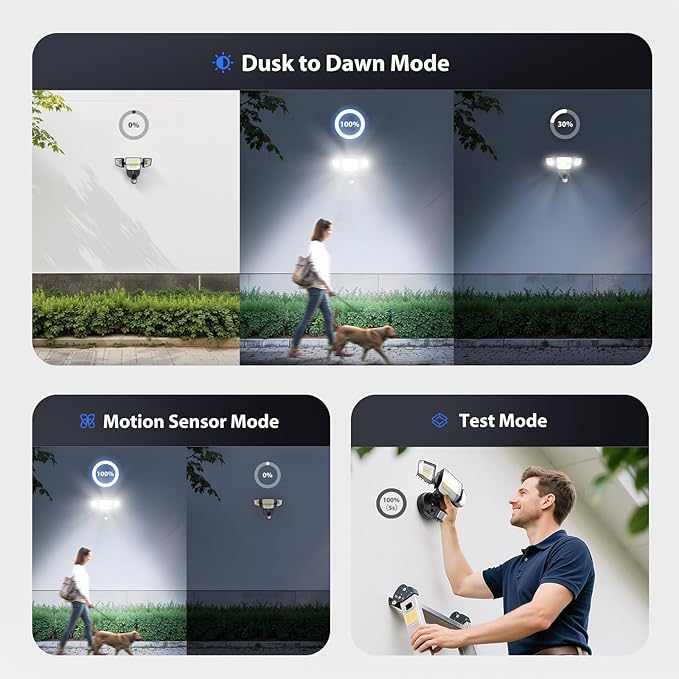 Onforu 90W 10000LM LED Motion Sensor Outdoor Lights, 4-Head Dusk to Dawn - Image 5