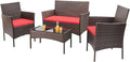 Homall 4 Pieces Patio Rattan Chair Wicker, Outdoor Indoor Use Backyard Porch by Homall