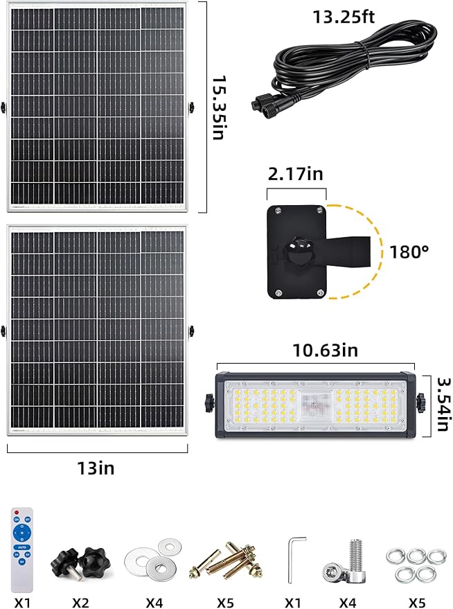 WERISE Solar Flood Lights Outdoor Waterproof IP66, 3600 Lumen 6500K LED - Image 5