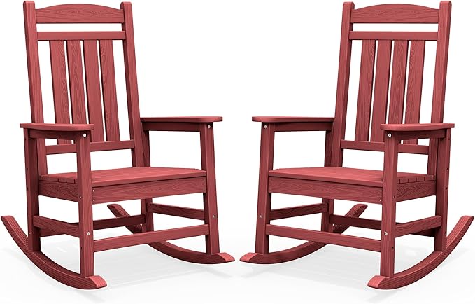 SERWALL Patio Rocking Chairs Set of 2, HDPE Outdoor Rockers by SERWALL