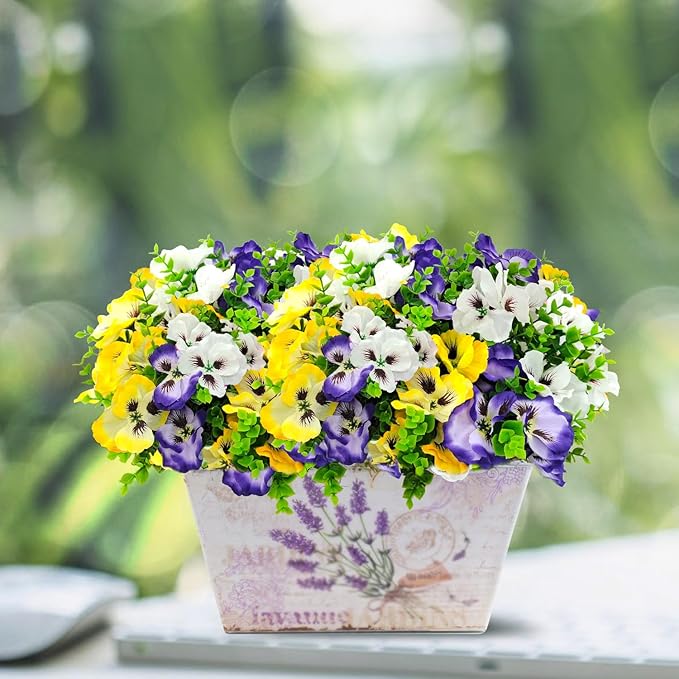 Pansies Artificial Flowers for Outdoors UV Resistant 12 Bundles Silk Pansy - Image 4