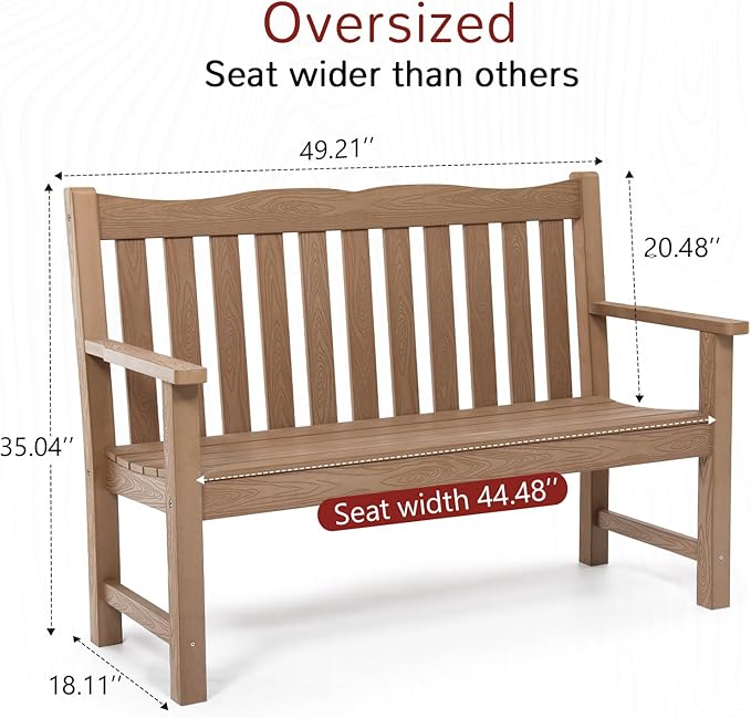 Stoog All-Weather Outdoor Bench, 2-Person Poly Lumber Garden Bench - Image 3