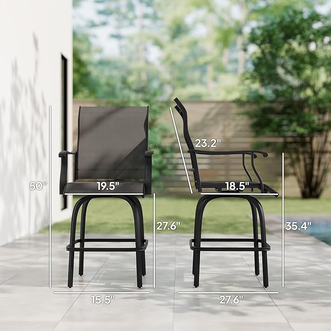 Outsunny Set of 2 Outdoor Swivel Bar Stools - Image 3