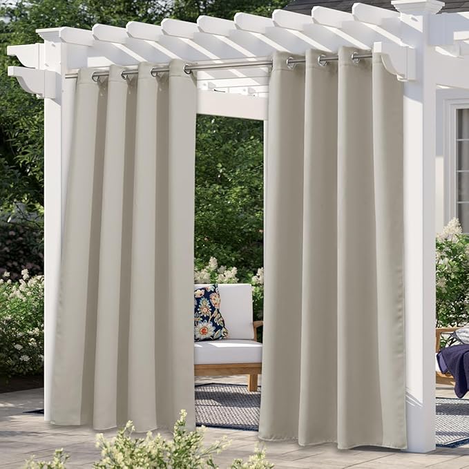 NICETOWN Patio Curtain for Outdoor Waterproof, Stainless Grommet Top Thermal by NICETOWN