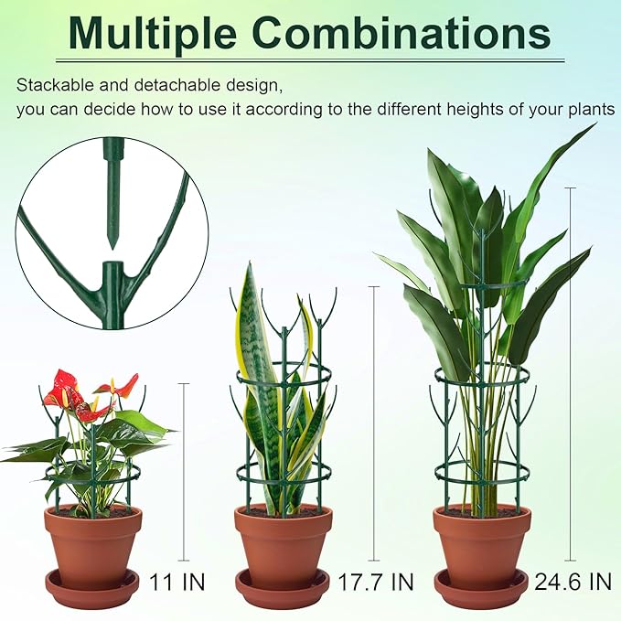 9 Pcs Plant Support Stakes & Plant Cage Support Rings, Plant Supports - Image 3