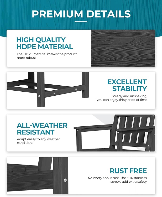 Ciokea Outdoor Patio Dining Chair, HDPE Porch Chairs - Image 4