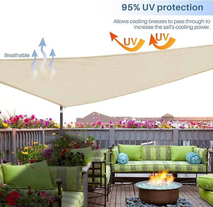 E&K Sunrise 8' x 8' x 8' Sun Shade Sail Triangle Canopy Shade Cover UV Block - Image 5