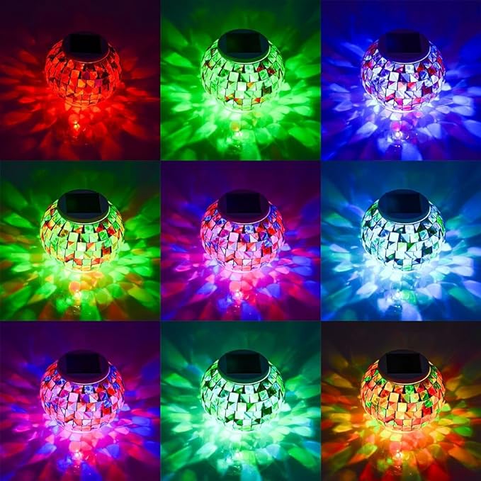 Aukora Color Changing Solar Powered Glass Ball Garden Lights, Table Lamps - Image 6