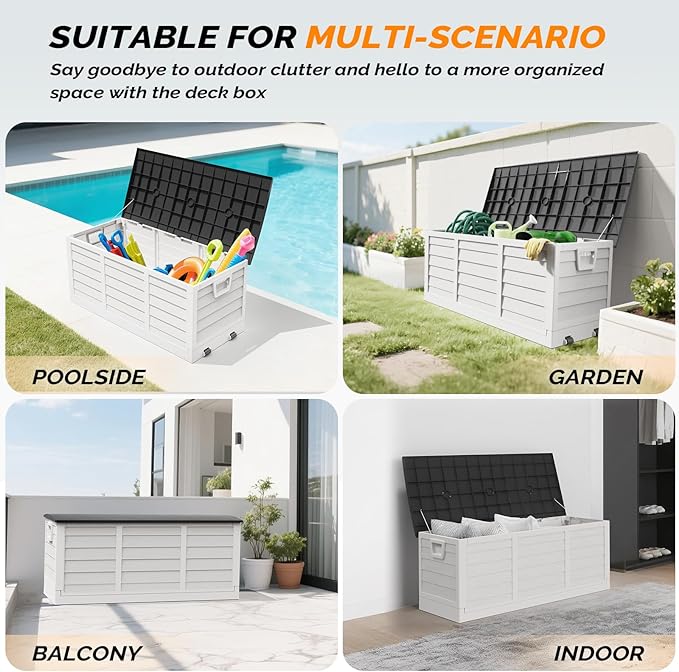 VINGLI 75 Gallon Collapsible Outdoor Storage Box, Simple-to-assemble Plastic - Image 7
