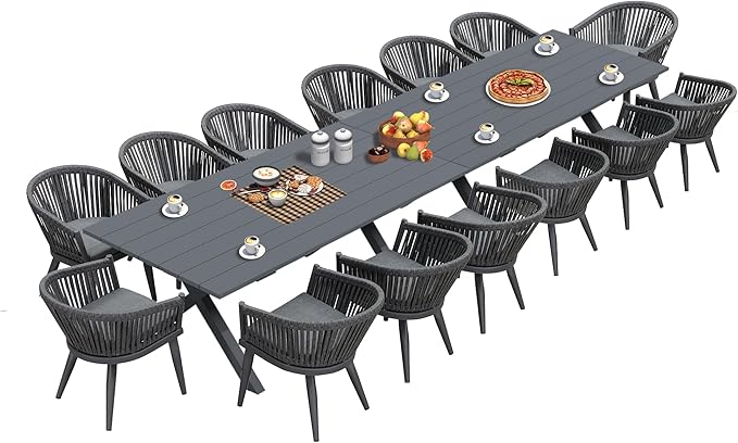 PURPLE LEAF 16 Pieces Outdoor Dining Set by PURPLELEAF