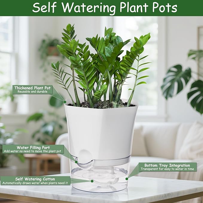 KIMCHOMERSE Self Watering Plant Pots, 6 Inch Orchid Pots, 3 Pack Flowers Pot - Image 5