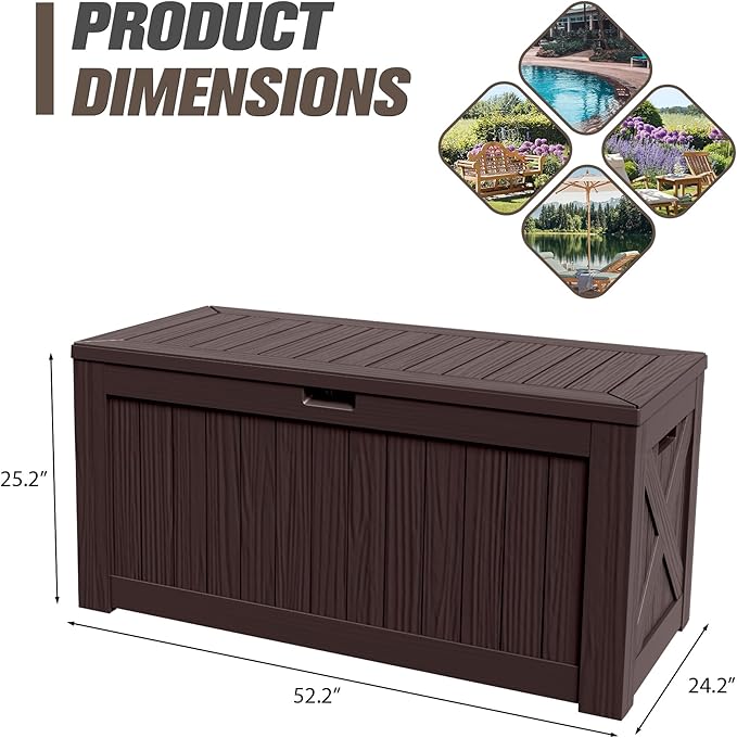 JUMMICO 120 Gallon Resin Deck Box, Large Outdoor Storage Box Waterproof & - Image 7