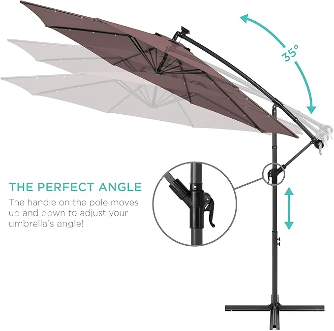 Best Choice Products 10ft Solar LED Offset Cantilever Hanging Market Patio - Image 4