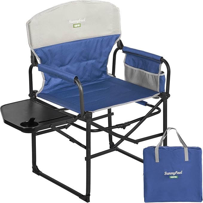 SUNNYFEEL Camping Directors Chair, Heavy Duty, Oversized Portable Folding Chair by SunnyFeelCamping