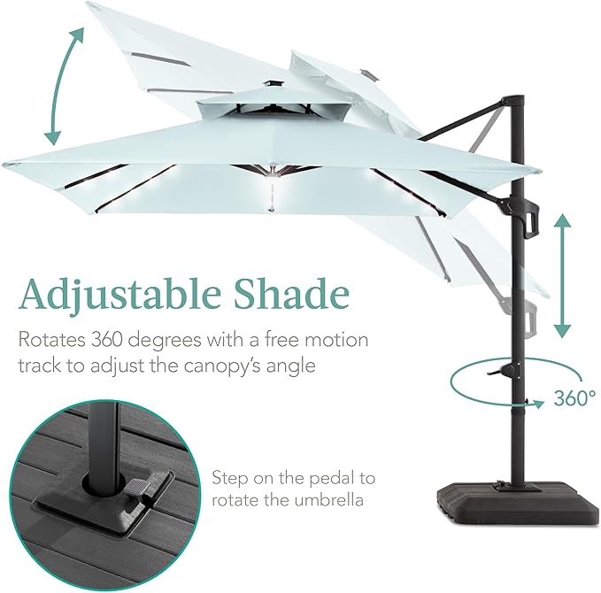 Best Choice Products 10x10ft Cantilever Patio Umbrella w/Base Included - Image 4