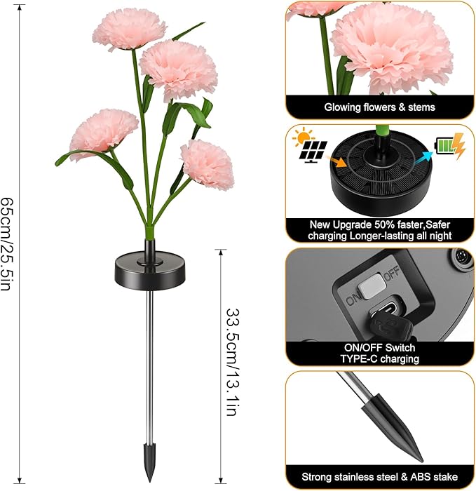 Upgraded Solar Garden Lights, 4 Pack Outdoor Solar Lights, New Round Panel - Image 3