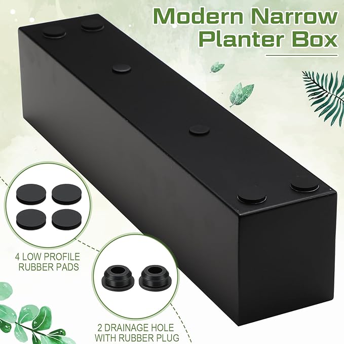 16.1 x 3.2 x 3.5 Inch Long Rectangular Planter Box Window Sill Plant Box Metal - Image 6