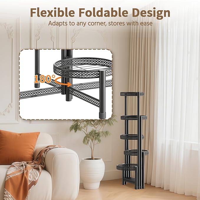 LASZOLA 5 Tiered Folding Tall Plant Stand Indoor Outdoor - Image 3