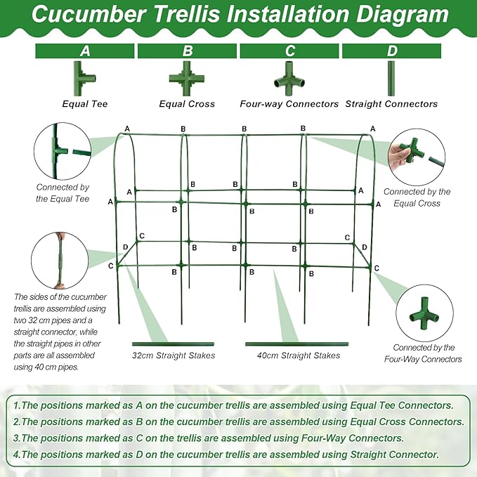 67 x 50 Cucumber Trellis for Raised Bed, U-Shape Metal Large Garden Trellis for - Image 7