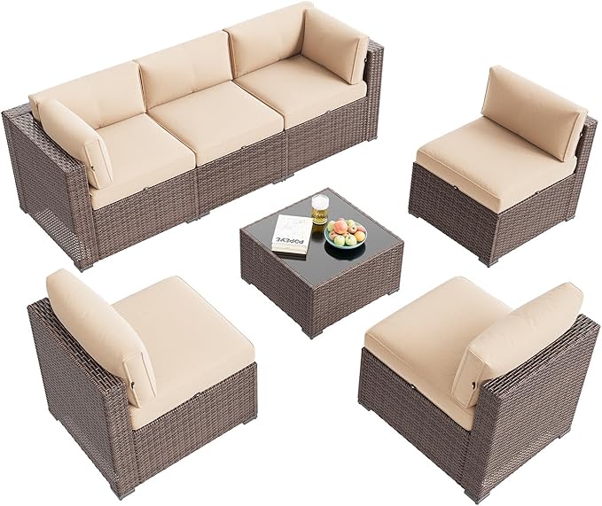 Aoxun Patio Furniture Set, 7 Piece Outdoor Sectional Sofas - Image 9