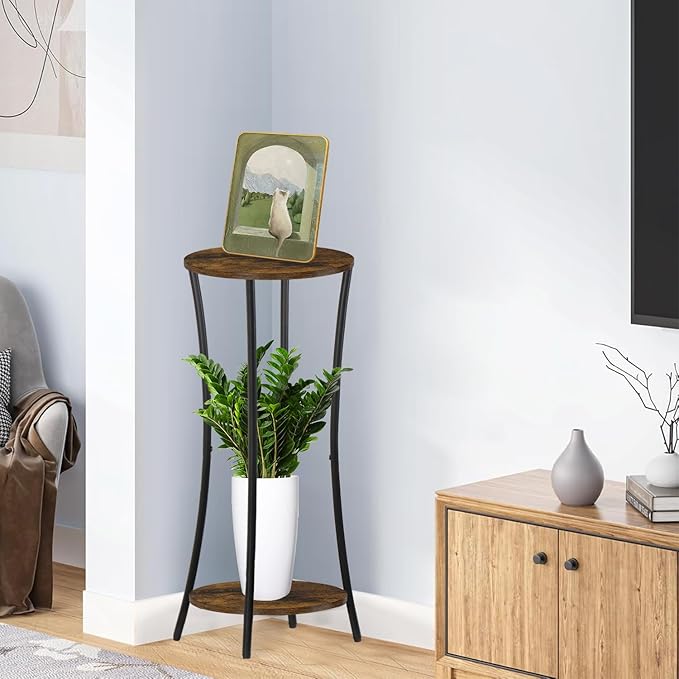 YINMIT Plant Stand Indoor, 2 Tier Round Potted Holder Rack, Flower Pot Stand - Image 3