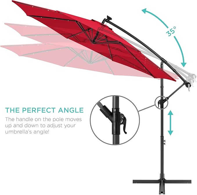 Best Choice Products 10ft Solar LED Offset Cantilever Hanging Market Patio - Image 4