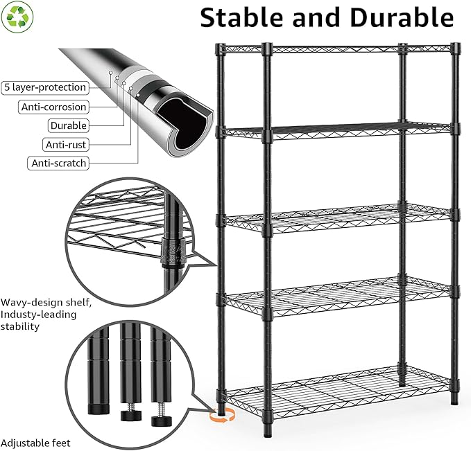 1250 lbs Storage Shelving Utility Shelving Unit 5-Tier Utility Shelving Unit - Image 4
