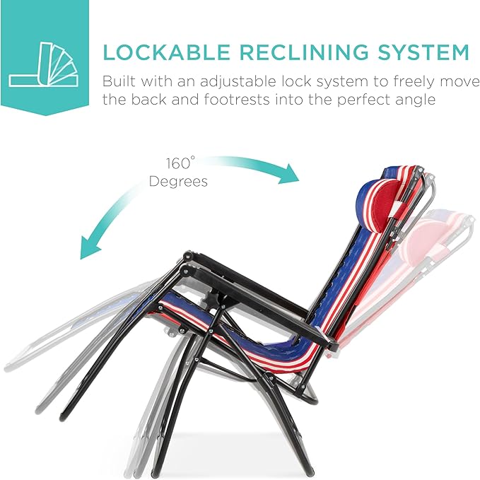 Best Choice Products Folding Zero Gravity Outdoor Recliner Patio Lounge Chair - Image 4