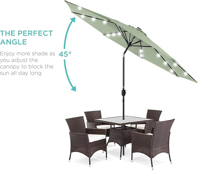 Best Choice Products 10ft Solar Polyester LED Lighted Patio Umbrella w/Tilt - Image 2