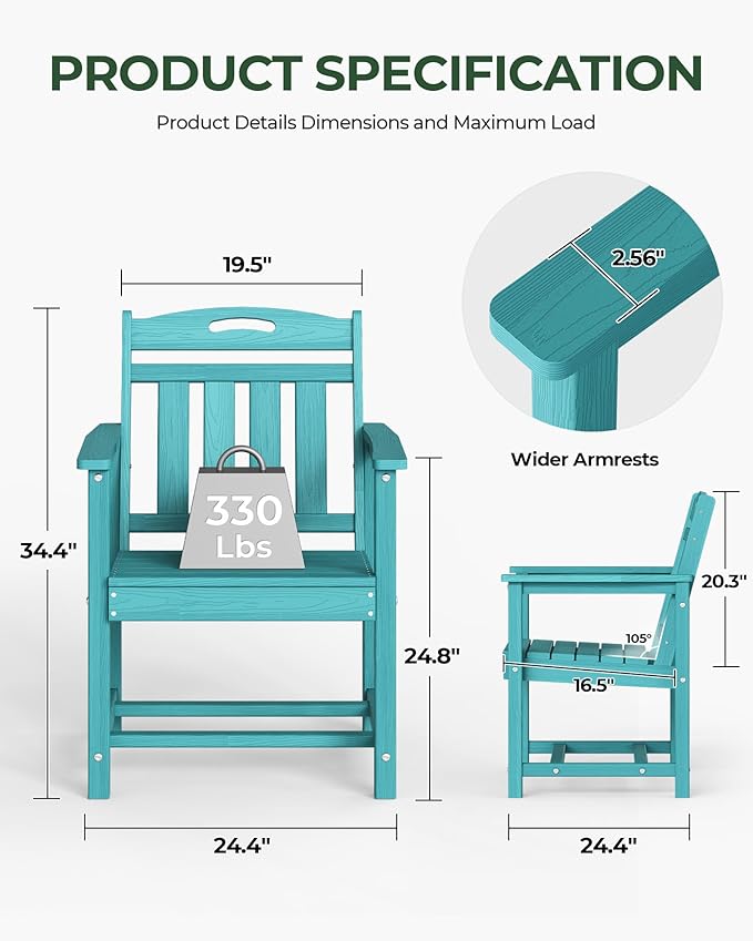 Set of 2 Weatherproof Patio Chairs - Image 3