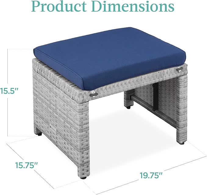 Best Choice Products Set of 2 Wicker Ottomans, Additional Seating, Side Table - Image 8