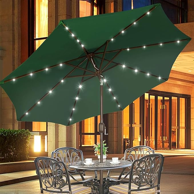 Blissun 9 ft Solar Umbrella, 32 LED Lighted Patio Umbrella, Table Market - Image 6