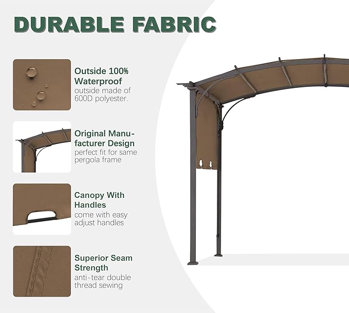 85''x 208'' Universal Doubleton Steel Pergola Replacement Cover - Image 3