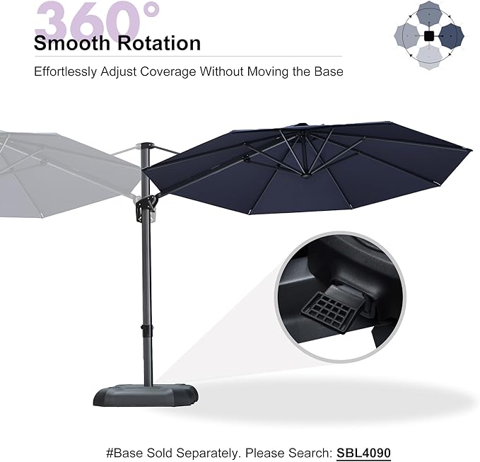 PURPLE LEAF 10 Feet Patio Umbrella Outdoor Cantilever Round Umbrella Aluminum - Image 7