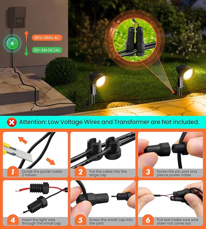 MEIKEE 15W 1500LM Low Voltage Landscape Lighting 12-24V Warm White LED - Image 6