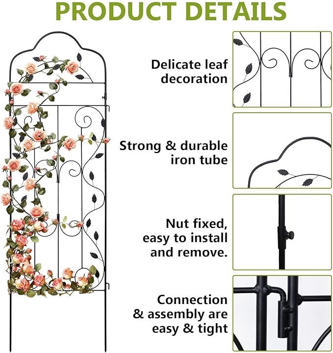 hogardeck 4 Packs 60 * 18 inch Metal Garden Trellis - Image 2