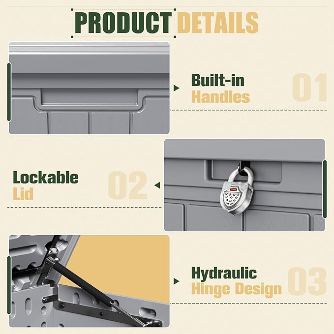 JUMMICO 270 Gallon Outdoor Storage Deck Box - Image 2